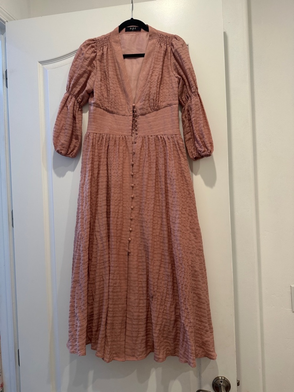 🔥RARE O.P.T. Pink cottagecore puff sleeve shirtdress